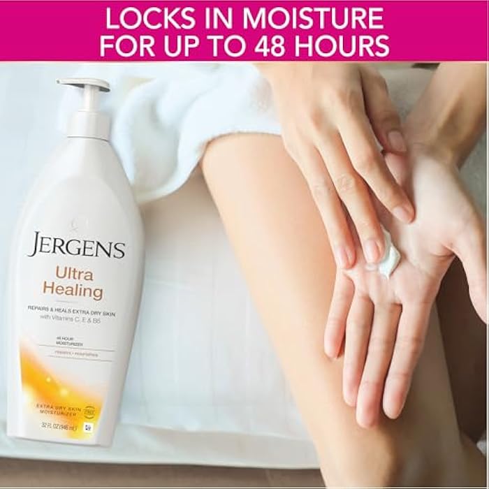 Jergens Ultra Healing Dry Skin Lotion, Hand and Body Moisturizer for Quick Absorption into Extra Dry Skin with Hydralucence Blend, Vitamins C, E and B5, White, 32oz - Image 3